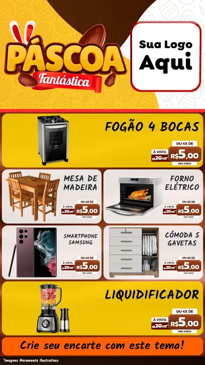 Modelo de TV para TV Vertical com o tema Páscoa Fantástica para Móveis e Eletro
