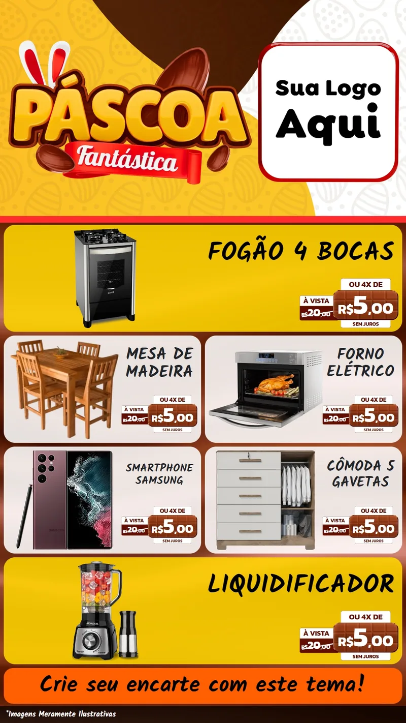 Modelo de TV para TV Vertical com o tema Páscoa Fantástica para Móveis e Eletro
