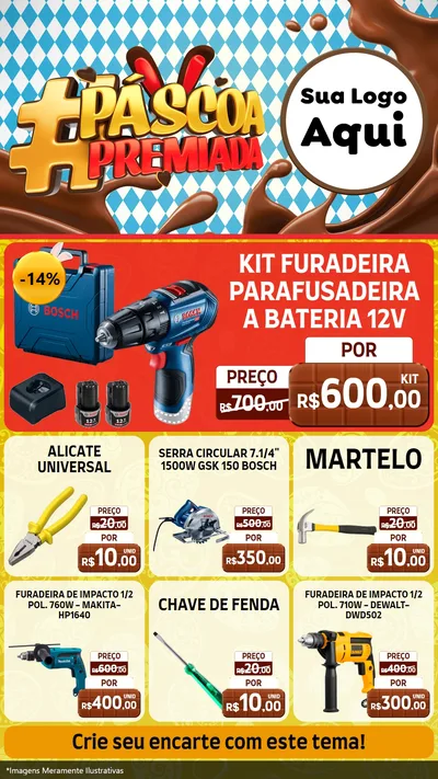 Modelo de Rede Social para Stories com o tema Páscoa Premiada para Maquinas e Ferramentas