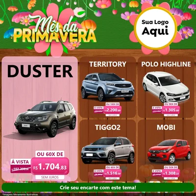 Modelo de Rede Social para Feed Facebook com o tema Mês da Primavera para Concessionaria de Carros