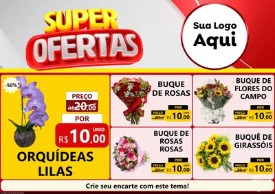 Modelo de Encarte para Encarte A4 Horizontal com o tema Super Ofertas para Floricultura e jardim