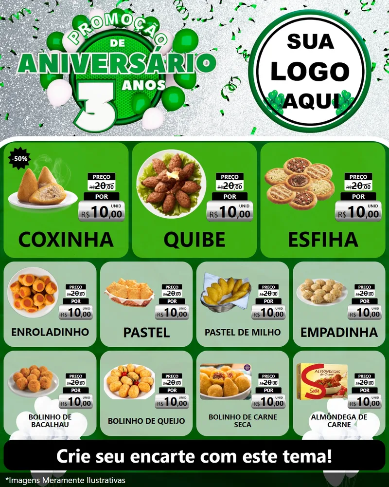 Modelo de Rede Social para Feed Instagram com o tema Promoção de Aniversário - 3 Anos para Salgadaria
