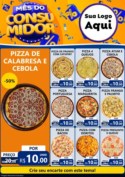 Modelo de Encarte para Encarte A4 Vertical com o tema Mês do Consumidor para Pizzaria