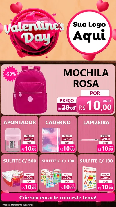 Modelo de Rede Social para Stories com o tema Valentine's Day para Papelaria