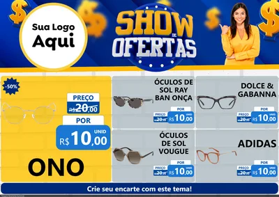 Modelo de Encarte para Encarte A4 Horizontal com o tema Show de Ofertas para Óticas