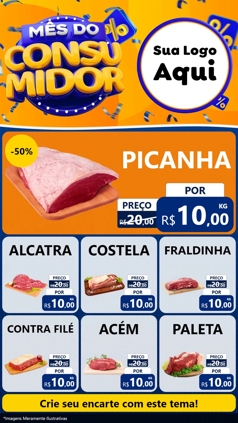 Modelo de Rede Social para Stories com o tema Mês do Consumidor para Açougue