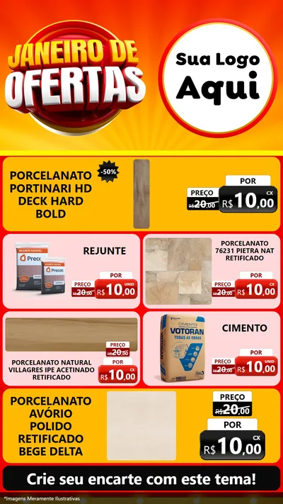 Modelo de TV para TV Vertical com o tema Janeiro de Ofertas para Pisos e revestimentos