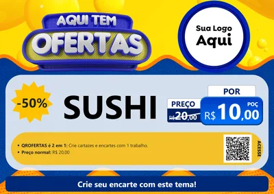Modelo de Cartaz para Cartaz A4 Horizontal com o tema Aqui Tem Ofertas para Comida japonesa