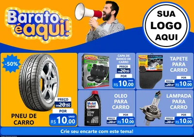 Modelo de Encarte para Encarte A4 Horizontal com o tema Barato é aqui para Auto peças