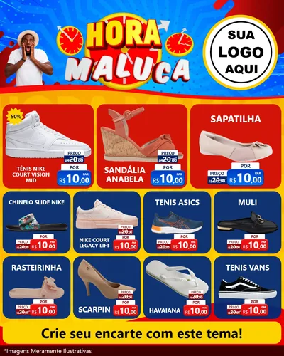 Modelo de Rede Social para Feed Instagram com o tema Hora Maluca para Calçados
