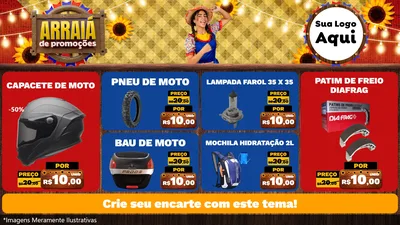 Modelo de TV para TV Horizontal com o tema Arraiá de Promoções para Moto peças