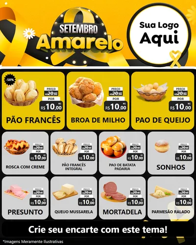 Modelo de Rede Social para Feed Instagram com o tema Setembro Amarelo para Padaria