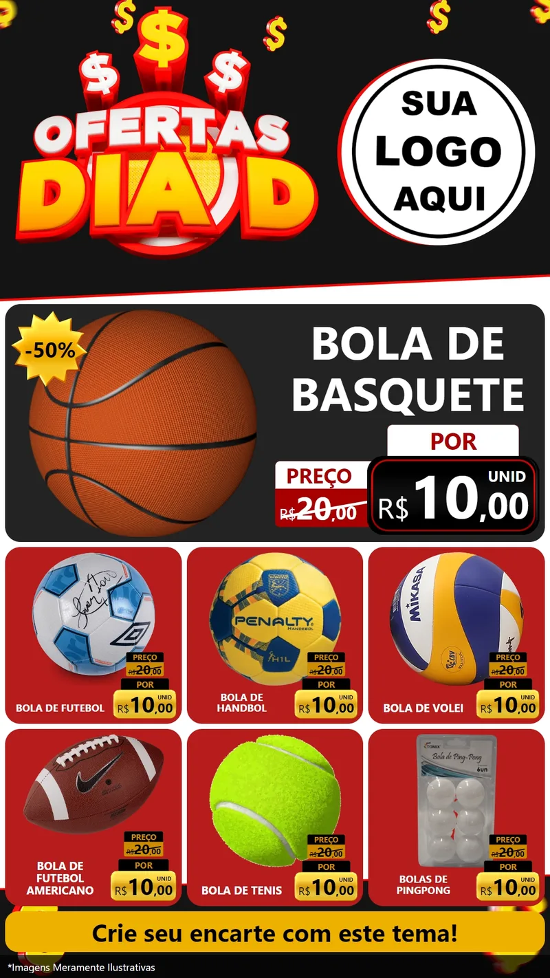 Modelo de Rede Social para Stories com o tema Ofertas Dia D para Artigos Esportivos
