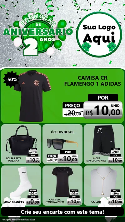 Modelo de Rede Social para Stories com o tema Promoção de Aniversário - 2 Anos para Roupas e acessórios