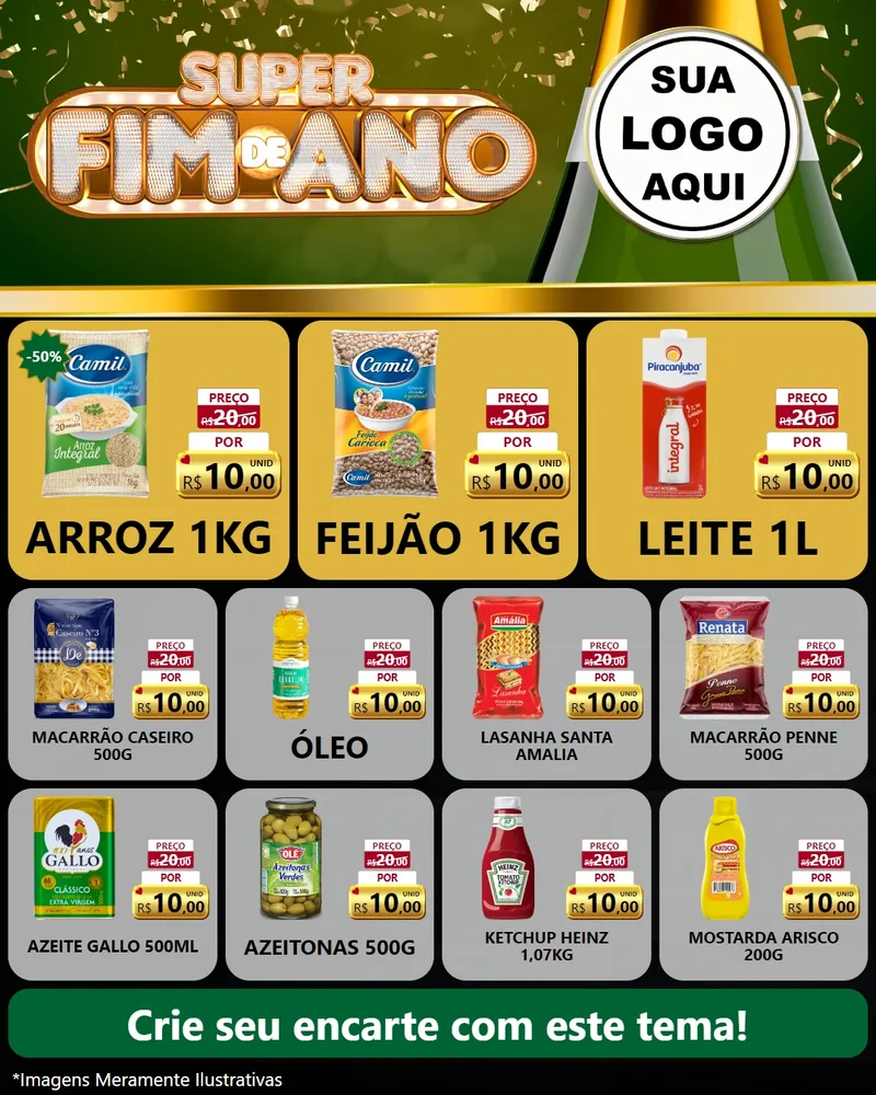 Modelo de Rede Social para Feed Instagram com o tema Super Fim de Ano para Supermercado
