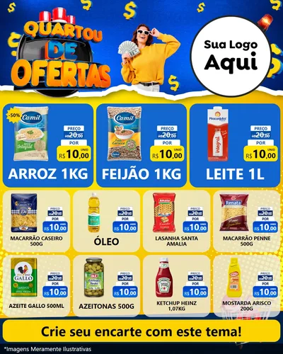 Modelo de Rede Social para Feed Instagram com o tema Quartou de Ofertas para Supermercado