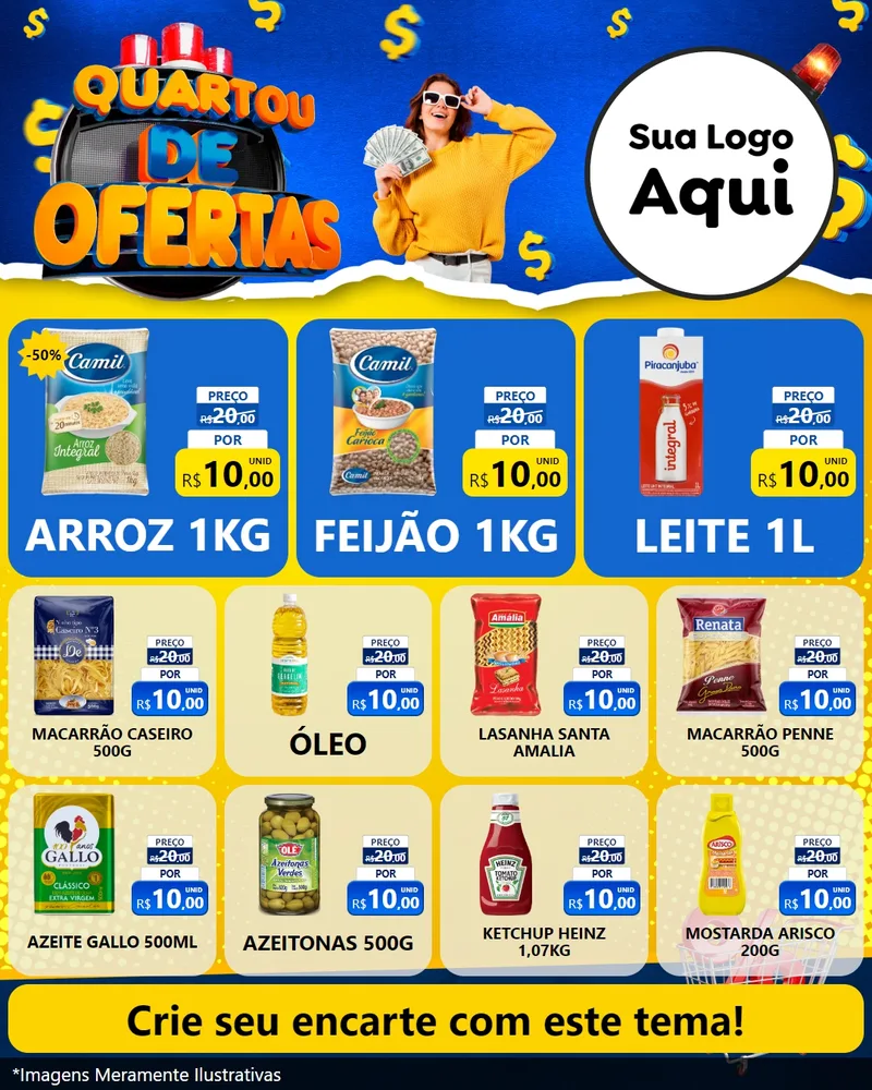 Modelo de Rede Social para Feed Instagram com o tema Quartou de Ofertas para Supermercado