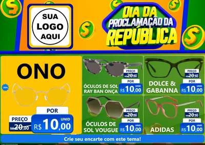 Modelo de Encarte para Encarte A4 Horizontal com o tema Dia Da Proclamação da República para Óticas