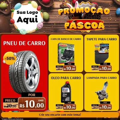 Modelo de Rede Social para Feed Facebook com o tema Promoção Páscoa para Auto peças