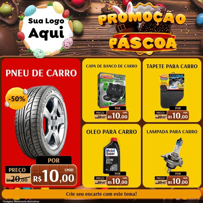Modelo de Rede Social para Feed Facebook com o tema Promoção Páscoa para Auto peças