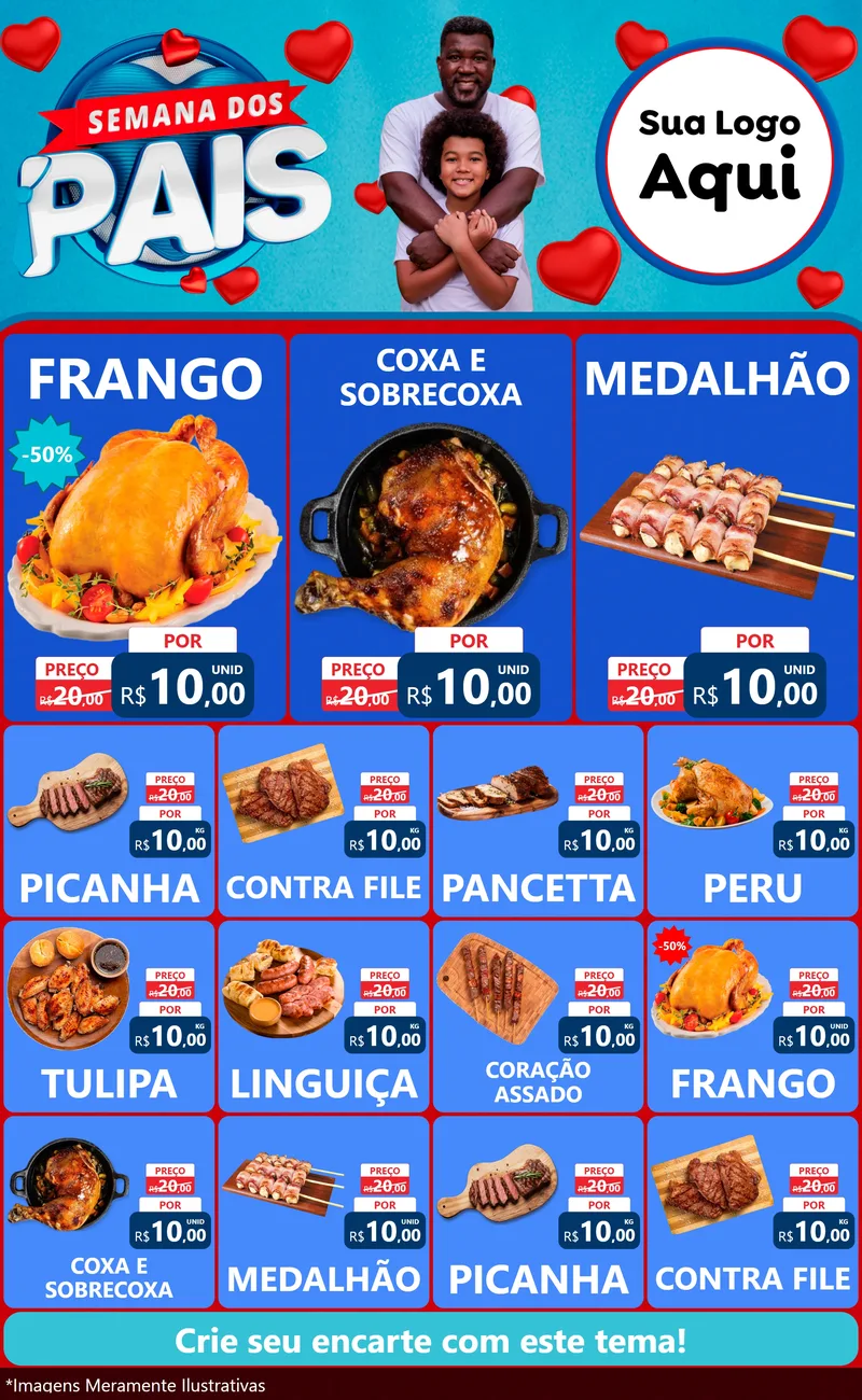 Modelo de Encarte para Encarte Grande com o tema Semana Dos Pais para Assados