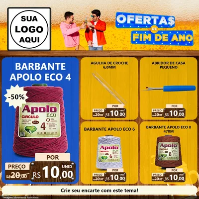 Modelo de Rede Social para Feed Facebook com o tema Ofertas de Fim de Ano para Armarinho e Aviamentos