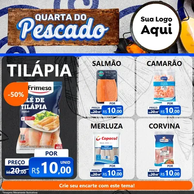Modelo de Rede Social para Feed Facebook com o tema Quarta do Pescado para Peixaria