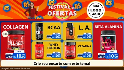 Modelo de TV para TV Horizontal com o tema Festival de Ofertas para Suplementos alimentares
