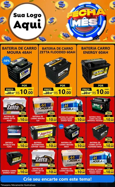 Modelo de Encarte para Encarte Grande com o tema Fecha Mês para Baterias Elétricas