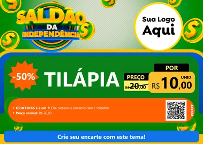 Modelo de Cartaz para Cartaz A4 Horizontal com o tema Saldão da Indepêndencia para Peixaria