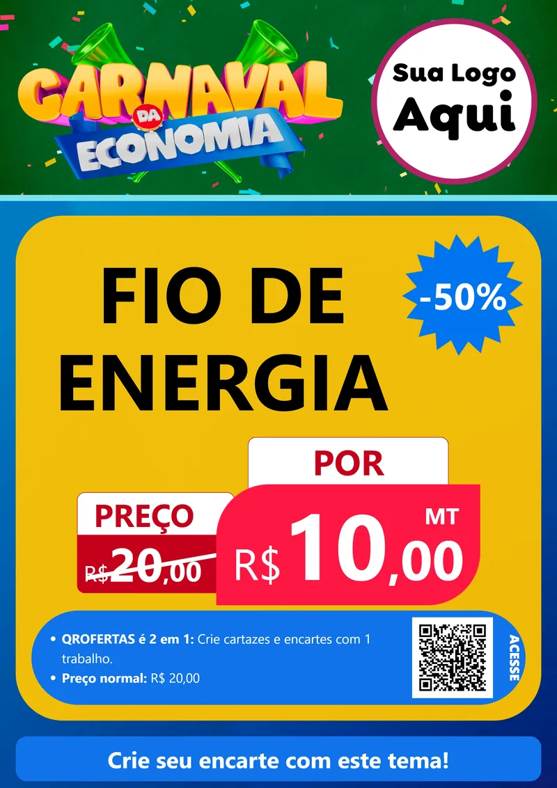 Modelo de Cartaz para Cartaz A4 Vertical com o tema Carnaval da Economia para Materiais Elétricos