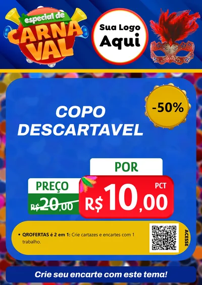 Modelo de Cartaz para Cartaz A4 Vertical com o tema Especial de Carnaval para Embalagens