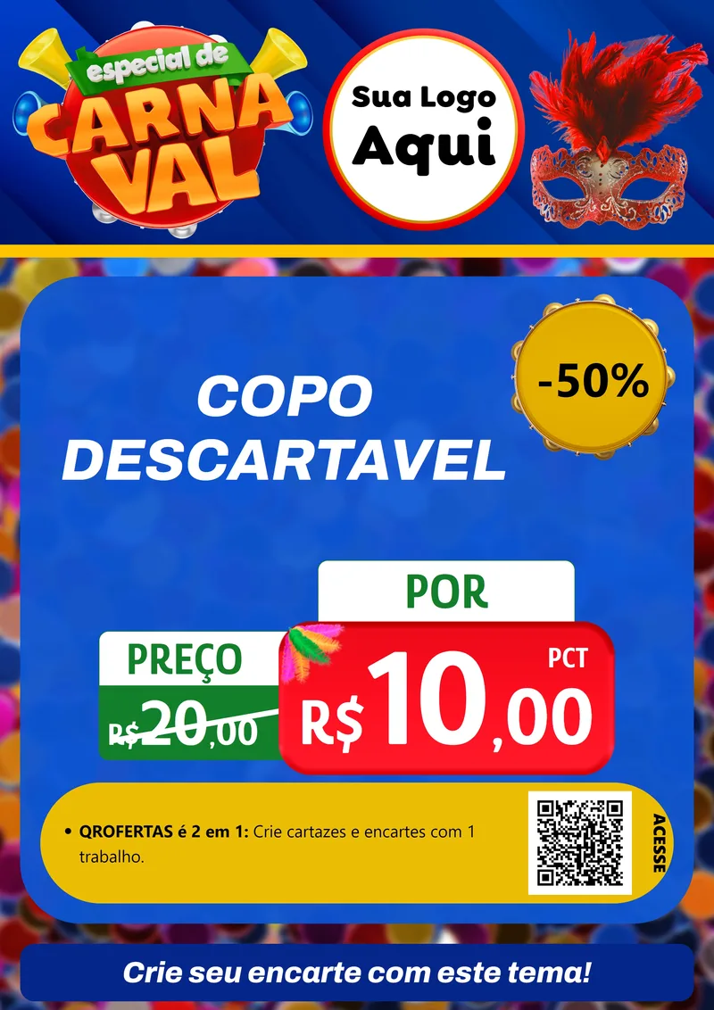 Modelo de Cartaz para Cartaz A4 Vertical com o tema Especial de Carnaval para Embalagens