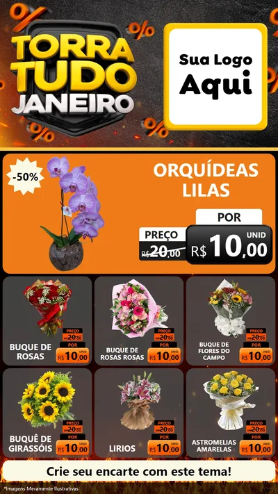 Modelo de Rede Social para Stories com o tema Torra Tudo Janeiro para Floricultura e jardim