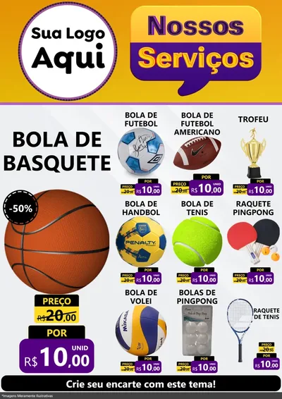 Modelo de Encarte para Encarte A4 Vertical com o tema Nossos Serviços para Artigos Esportivos