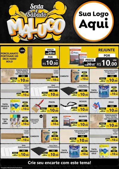 Modelo de Encarte para Encarte A4 Vertical com o tema Sexta e Sábado Maluco para Pisos e revestimentos