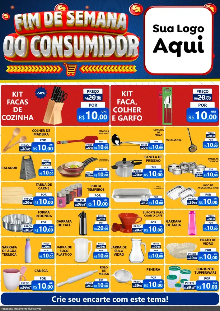 Modelo de Encarte para Encarte A4 Vertical com o tema Fim de Semana do Consumidor para Utilidades Domésticas