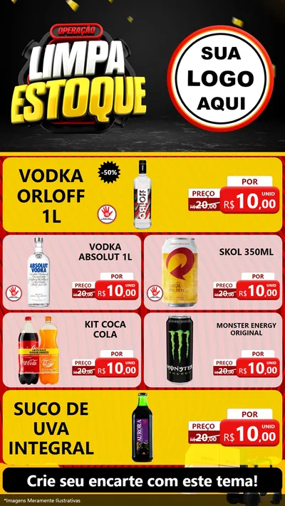 Modelo de TV para TV Vertical com o tema Operação Limpa Estoque para Distribuidora de bebidas