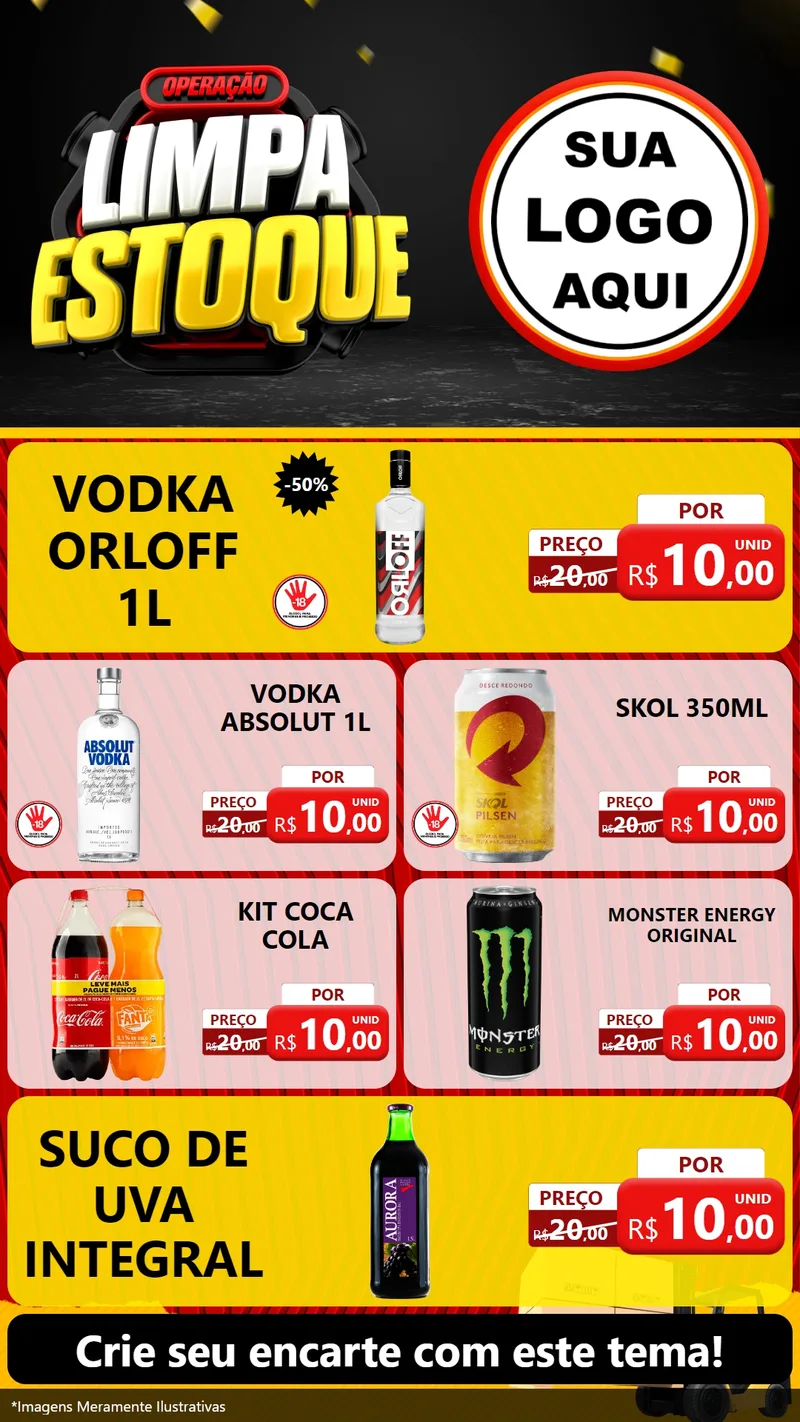 Modelo de TV para TV Vertical com o tema Operação Limpa Estoque para Distribuidora de bebidas