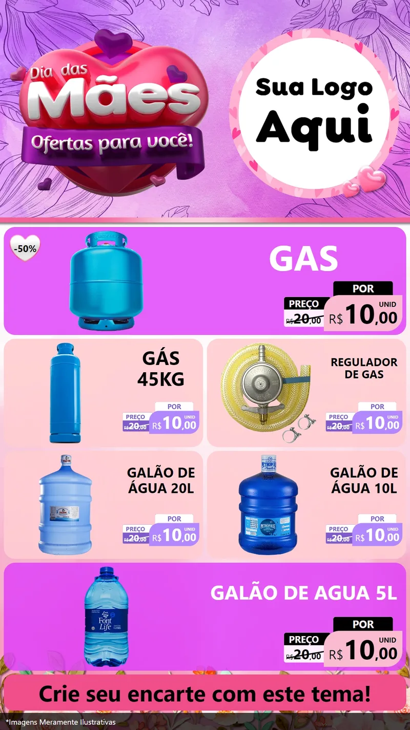 Modelo de TV para TV Vertical com o tema Dia das Mães Ofertas para Você! para Água e gás