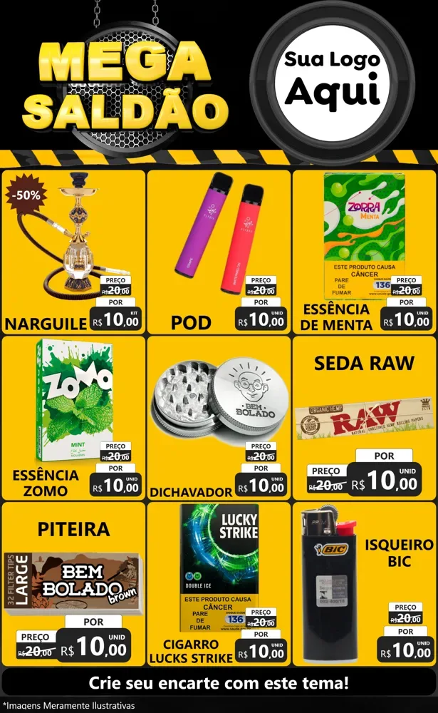 Modelo de Encarte para Encarte Grande com o tema Mega Saldão para Tabacaria