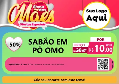 Modelo de Cartaz para Cartaz A4 Horizontal com o tema Show das Mães - Ofertas Especiais para Produtos de Limpeza