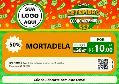 Modelo de Cartaz para Cartaz A4 Horizontal com o tema Comece Setembro Economizando para Frios e Laticínios