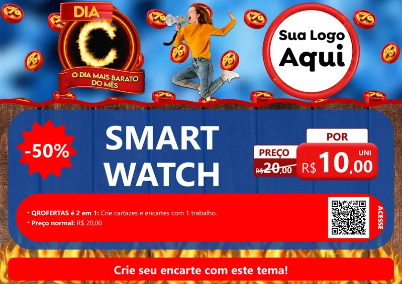 Modelo de Cartaz para Cartaz A4 Horizontal com o tema Dia C - O Dia Mais Barato Do Mês para Informática