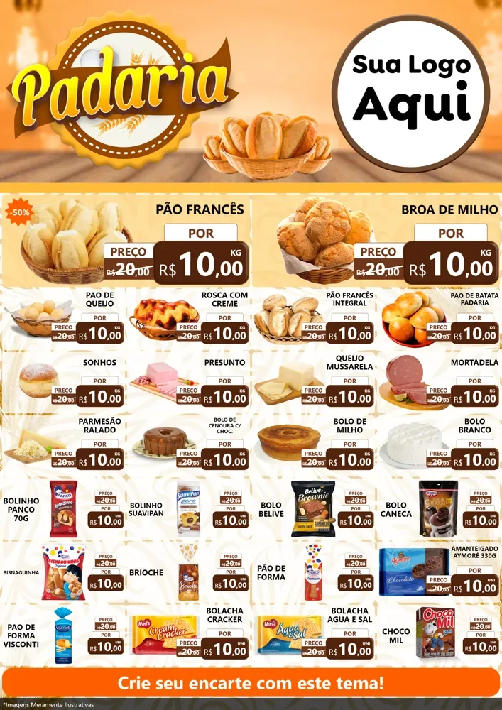Modelo de Encarte para Encarte A4 Vertical com o tema Padaria para Padaria