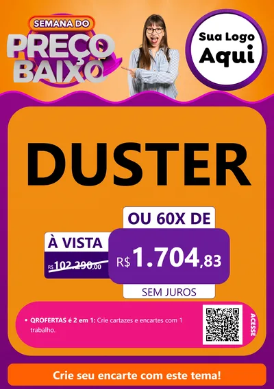 Modelo de Cartaz para Cartaz A4 Vertical com o tema Semana do Preço Baixo para Concessionaria de Carros