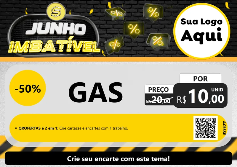 Modelo de Cartaz para Cartaz A4 Horizontal com o tema Junho Imbatível para Água e gás