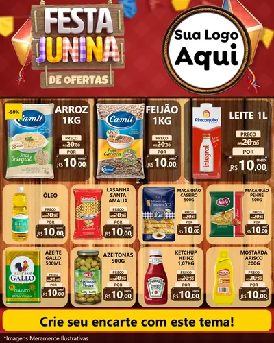 Modelo de Rede Social para Feed Instagram com o tema Festa Junina de Ofertas para Supermercado