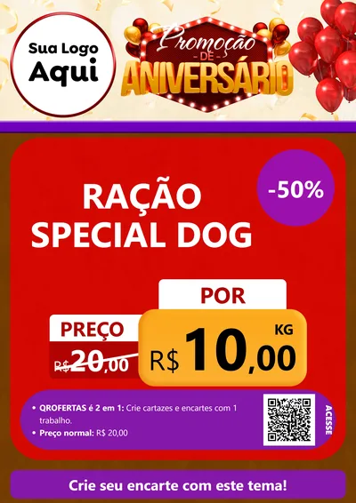 Modelo de Cartaz para Cartaz A4 Vertical com o tema Promoção de Aniversário para Pet Shop