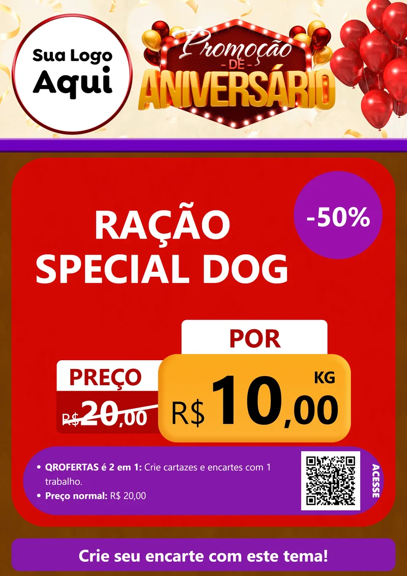 Modelo de Cartaz para Cartaz A4 Vertical com o tema Promoção de Aniversário para Pet Shop